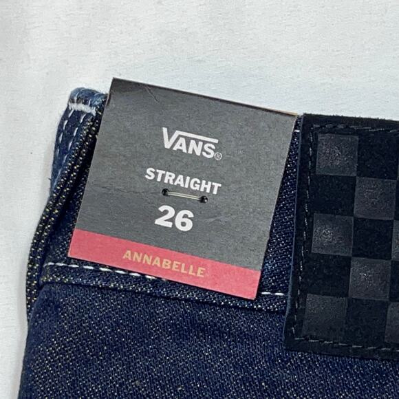 Vans Off the Wall Denim Jeans 26x29 Dark Blue Straight Fit Mid Rise New - Picture 6 of 11